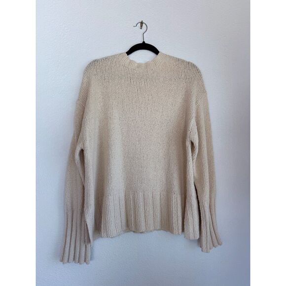 NWOT J.Crew Women's Marina Sweater in Textured Cotton Blend in Warm Sesame Sz L - Picture 7 of 13